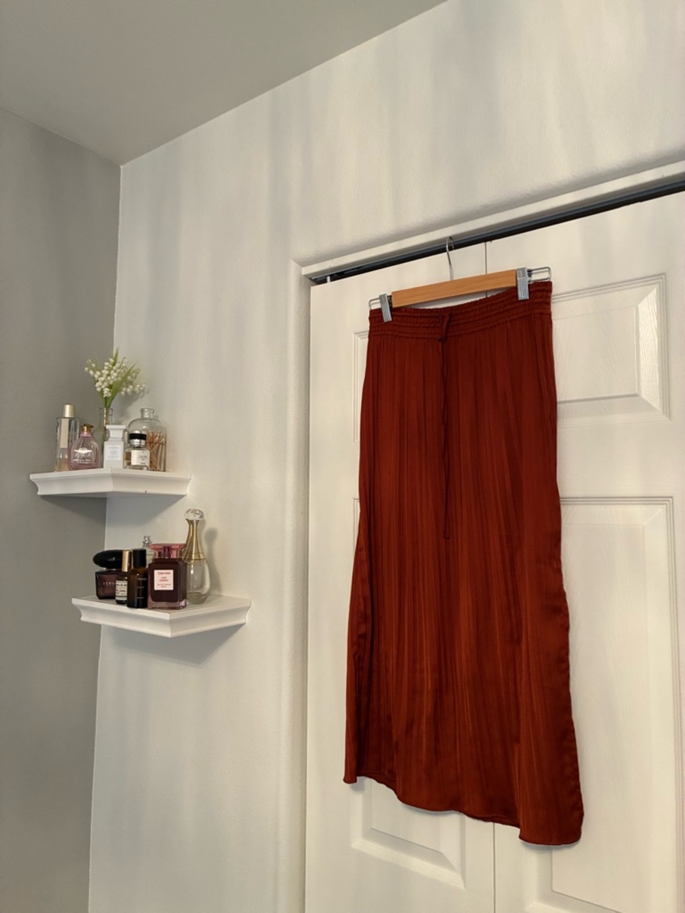 GAP Rust Red Pleated Maxi Skirt with Drawstring Waist